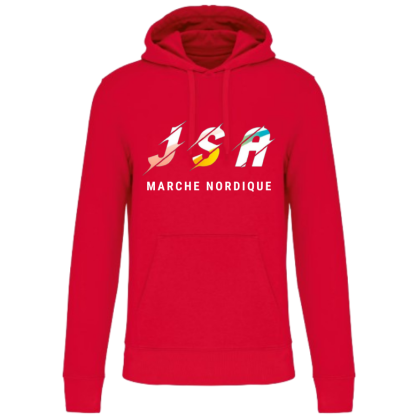 Sweat à capuche rouge JSA Marche Nordique
