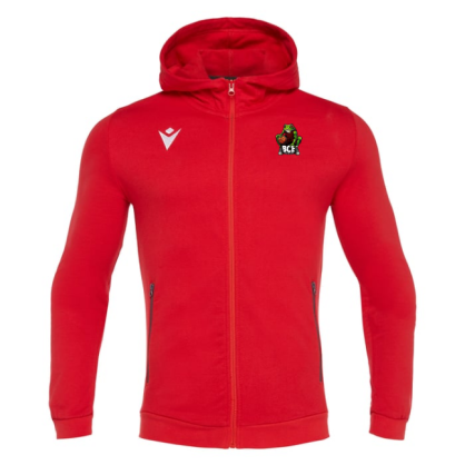 Sweat capuche zip MACRON Homme/Junior rouge Basket club d'ETIVAL