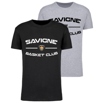 T-shirt Noir ou Gris Savigné Basket Club (grand logo)