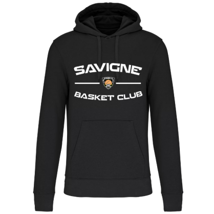 Sweat à capuche Noir ou Gris Savigné Basket Club (grand logo)