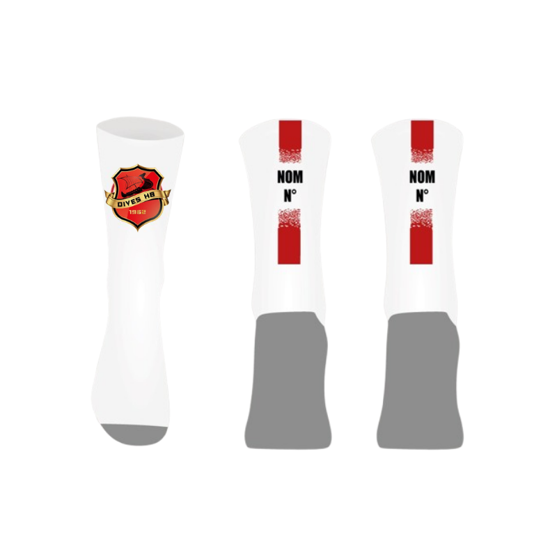 Chaussettes personnalisées Logo Dives HB + Nom + Numéro
