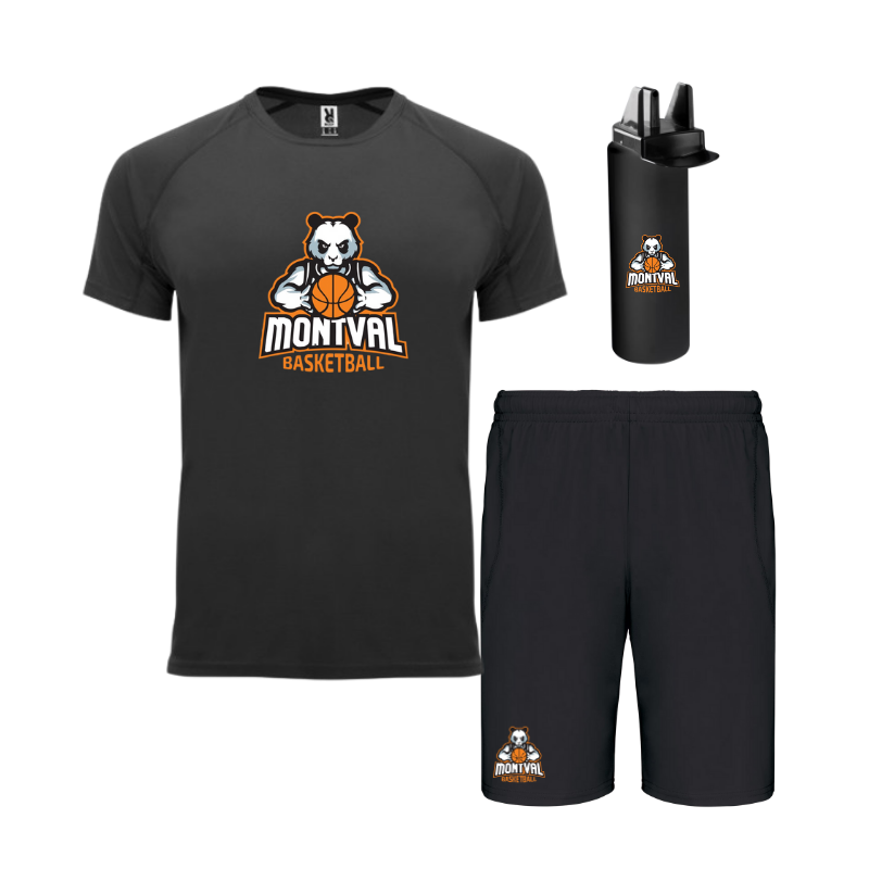 Pack Maillot Noir + Short Noir + Gourde Noir