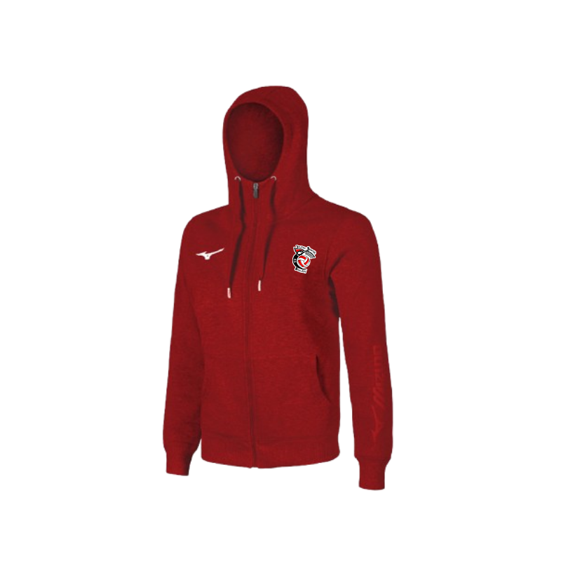 Sweat zippé à capuche Mizuno Rouge JS Beaufay Volley-ball
