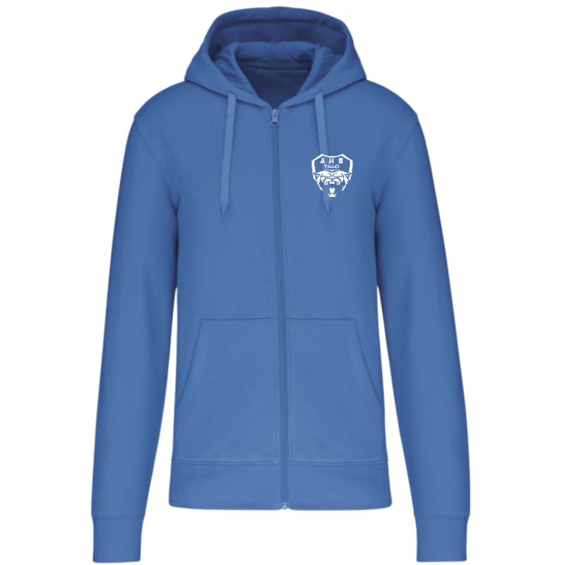 Sweat zippé à capuche coton Ecoresponsable bleu Adulte - AHB VALLET