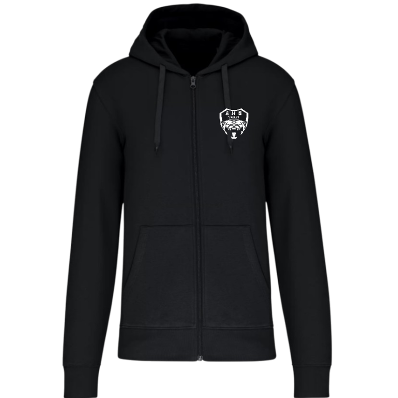 Sweat zippé à capuche coton Ecoresponsable noir Adulte - AHB VALLET