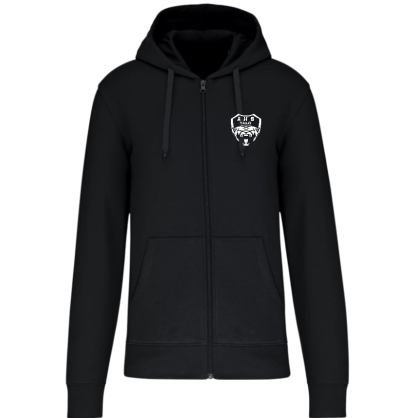 Sweat zippé à capuche coton Ecoresponsable noir Adulte - AHB VALLET