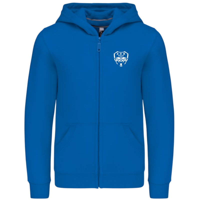 Sweat zippé à capuche coton bleu Enfant - AHB VALLET