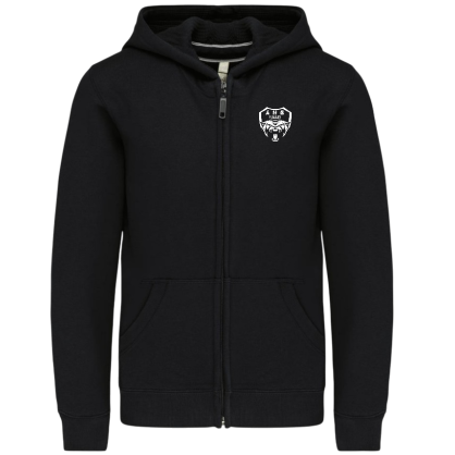 Sweat zippé à capuche coton noir Enfant - AHB VALLET