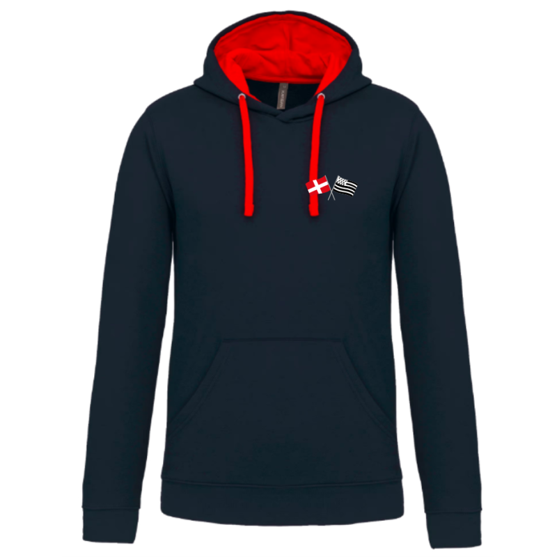 Sweat Capuche Cléder Taninges Marine Rouge