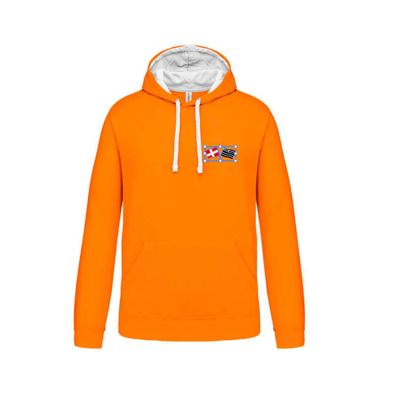Sweat Capuche Cléder Taninges Orange Blanc