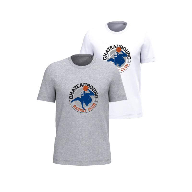 T-shirt Blanc ou Gris Basket Club Châteaubourg
