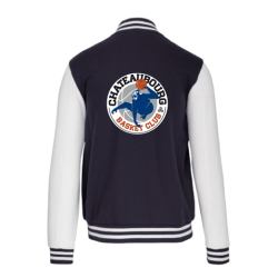 Blouson molleton teddy Bleu marine Basket Club Châteaubourg (2 logos)