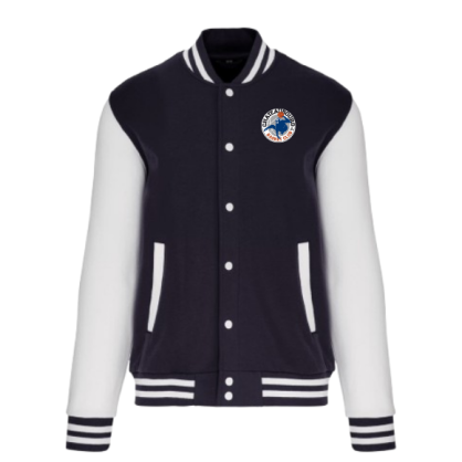 Blouson molleton teddy Bleu marine Basket Club Châteaubourg (2 logos)