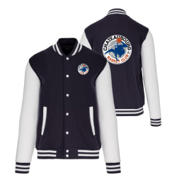 Blouson molleton teddy Bleu marine Basket Club Châteaubourg (2 logos)