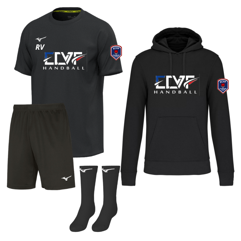 Pack 2 - Maillot + Short + Chaussettes MIZUNO + Sweat ECVF Handball