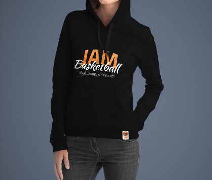 Sweat à capuche Logo Script Noir JAM Basketball