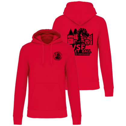 Sweat à capuche Rouge VSF Volley-ball (2 logos)