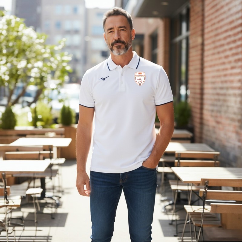 Polo MIZUNO Blanc/Marine Etoile Lavalloise Futsal