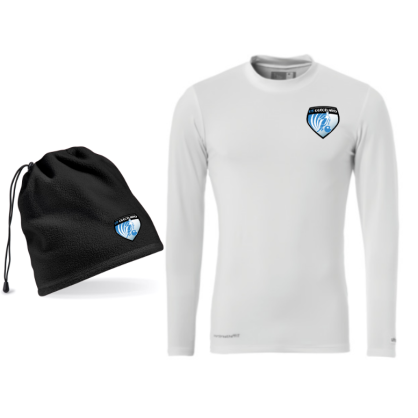 Pack Sous-vêtement manches longues Uhlsport Blanc + Bonnet/Tour de cou Noir USG