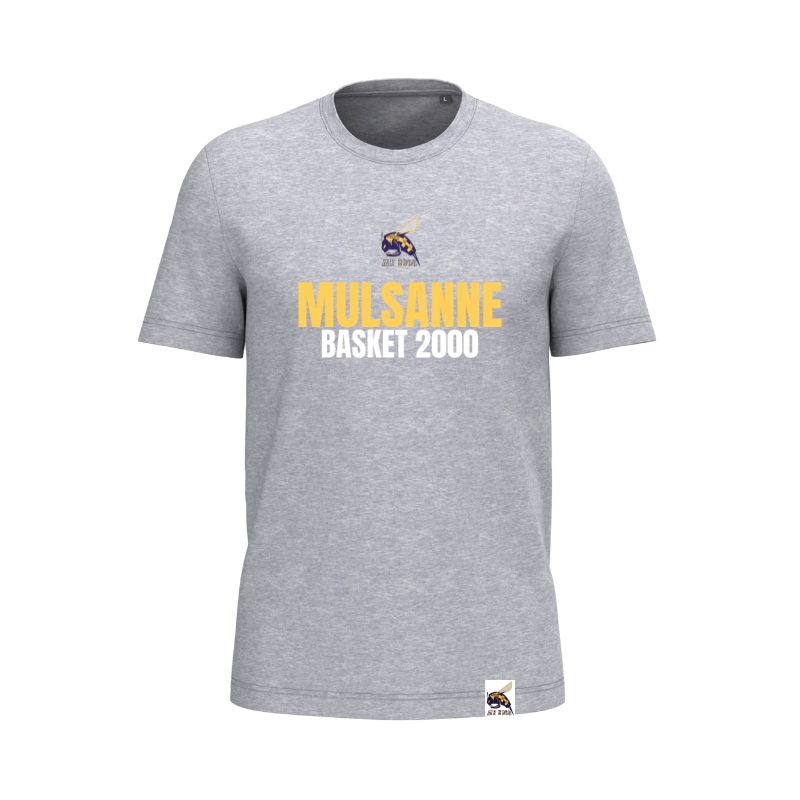 T-shirt Gris Ecriture Mulsanne Basket (2 logos)