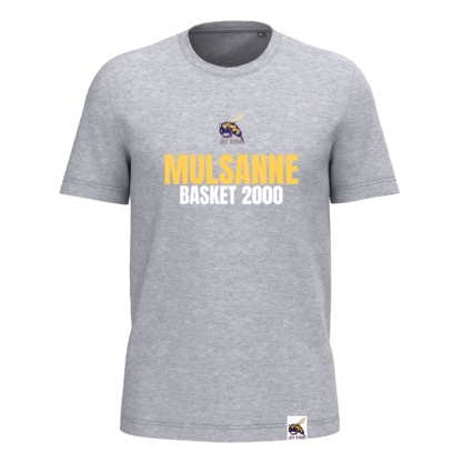 T-shirt Gris Ecriture Mulsanne Basket (2 logos)