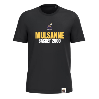 T-shirt Noir Ecriture Mulsanne Basket (2 logos)