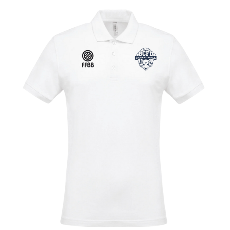Polo Blanc BCFD (2 logos bleu marine)