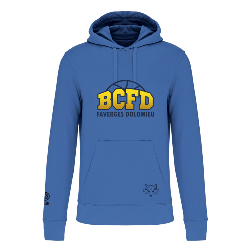 Sweat à capuche Bleu BCFD (3 logos en noir)