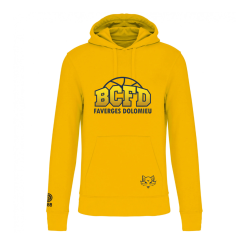 Sweat à capuche Jaune BCFD (3 logos en bleu marine)