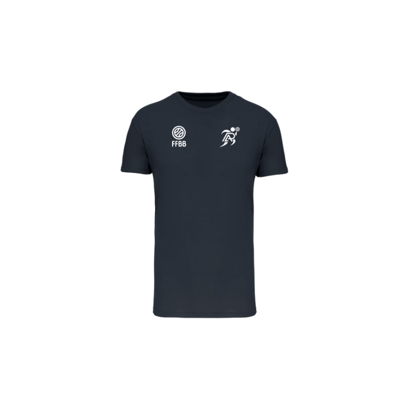 T-shirt Bleu marine Patronage Laïque Basket (2 logos)