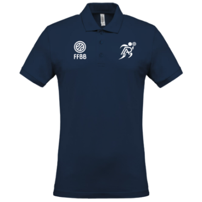 Polo Bleu marine Patronage Laïque Basket (2 logos)