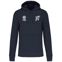 Sweat à capuche Bleu marine Patronage Laïque Basket (2 logos)