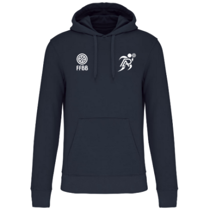 Sweat à capuche Bleu marine Patronage Laïque Basket (2 logos)