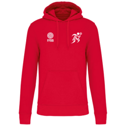 Sweat à capuche Rouge Patronage Laïque Basket (2 logos)