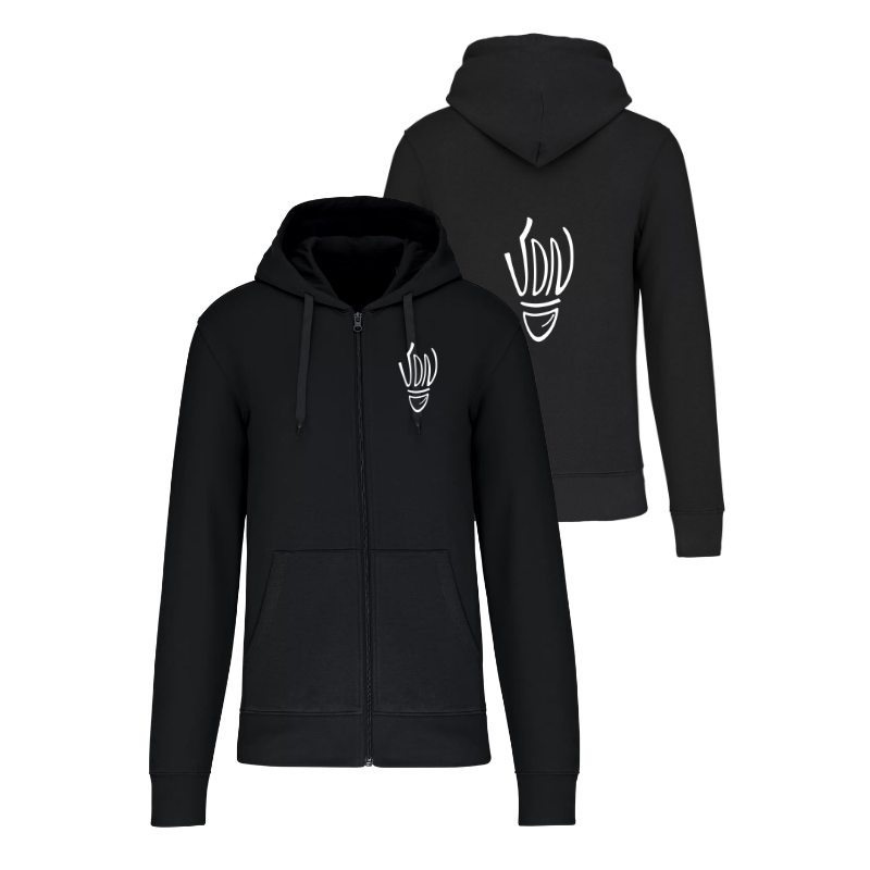 Sweat à capuche zippé Noir VDN (2 logos)