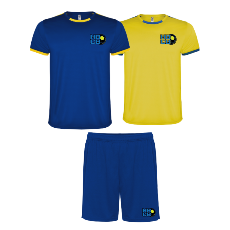 Pack entraînement 2 maillots + 1 short Bleu/Jaune Handball Club Bonnevalais