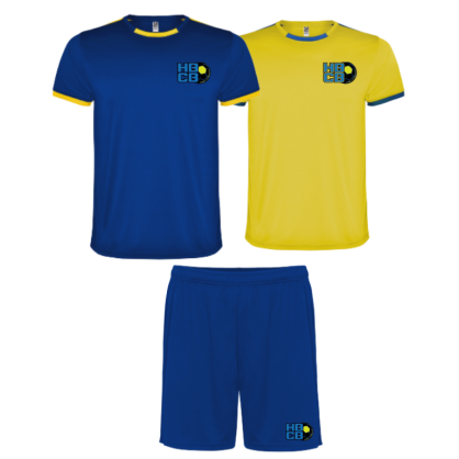 Pack entraînement 2 maillots + 1 short Bleu/Jaune Handball Club Bonnevalais