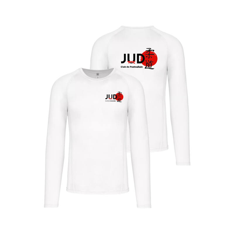 Maillot manches longues Blanc Judo Club de Pontvallain (2 logos)