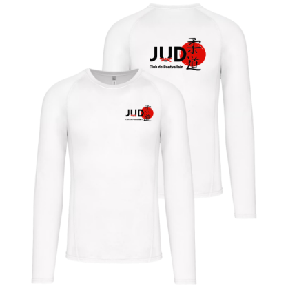 Maillot manches longues Blanc Judo Club de Pontvallain (2 logos)