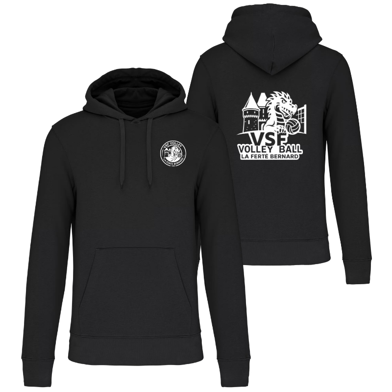 Sweat à capuche Noir VSF Volley-ball (2 logos)