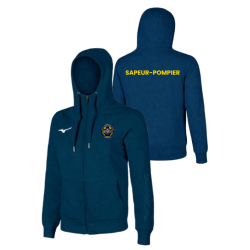 Sweat zippé à capuche Mizuno Bleu marine Sapeurs Pompiers Bonnétable (2 logos)