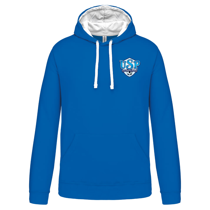 Sweat à capuche bicolore Bleu/Blanc US Pontoise St Denis Les Ponts