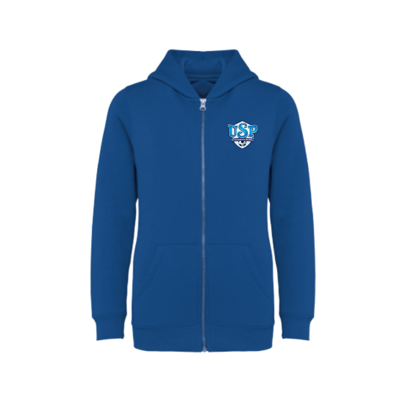 Sweat à capuche zippé Bleu US Pontoise St Denis Les Ponts