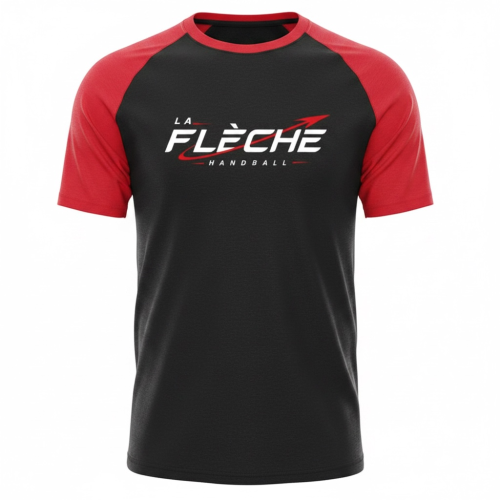 T-shirt coton noir/rouge La Flèche Handball