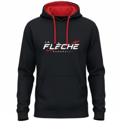 Sweat capuche noir/rouge La Flèche Handball
