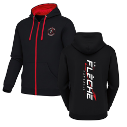 Sweat zip à capuche noir/rouge La Flèche Handball