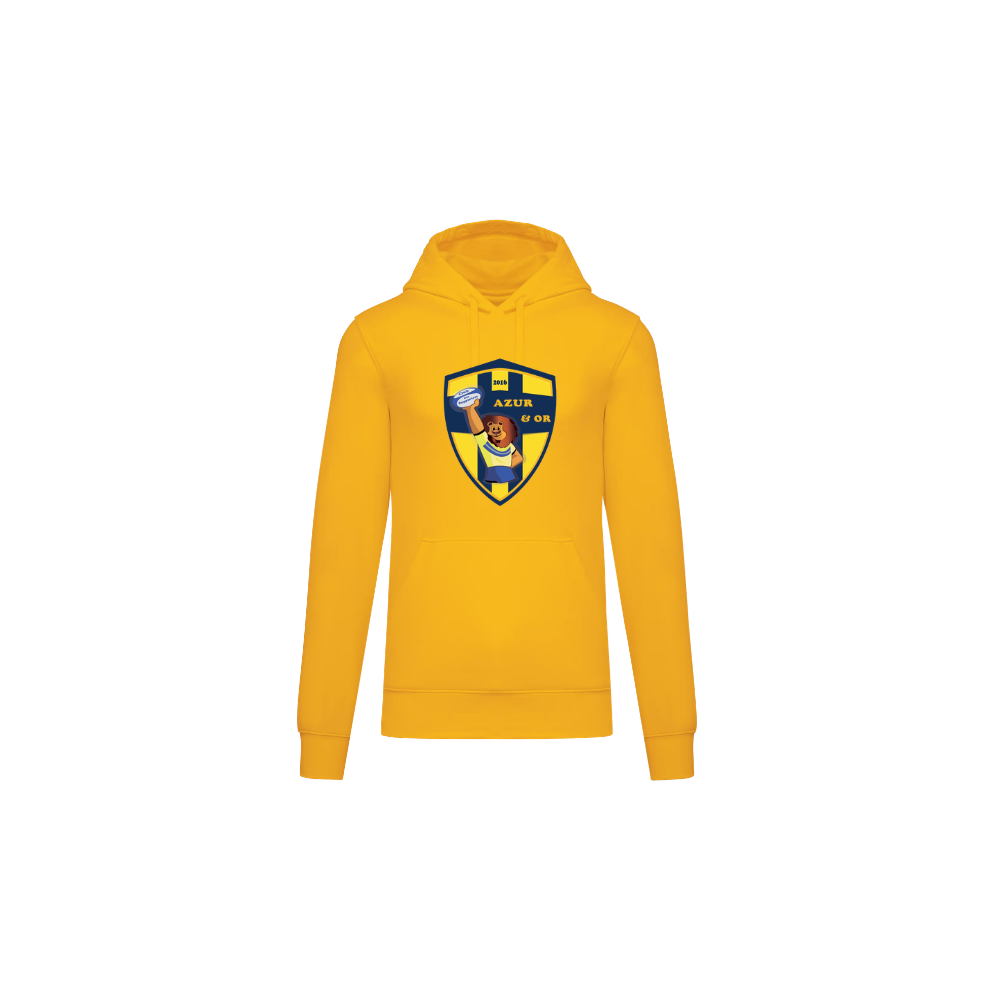 Sweat à capuche jaune adulte Azur & Or (grand logo)