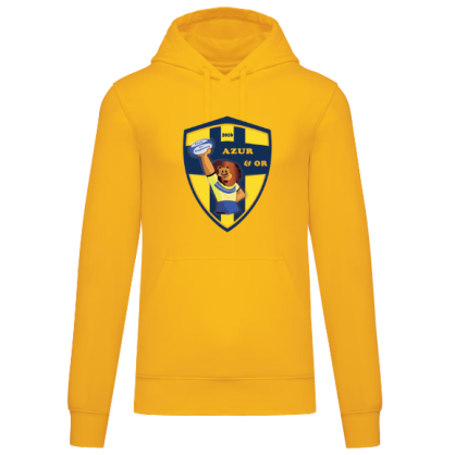Sweat à capuche jaune adulte Azur & Or (grand logo)