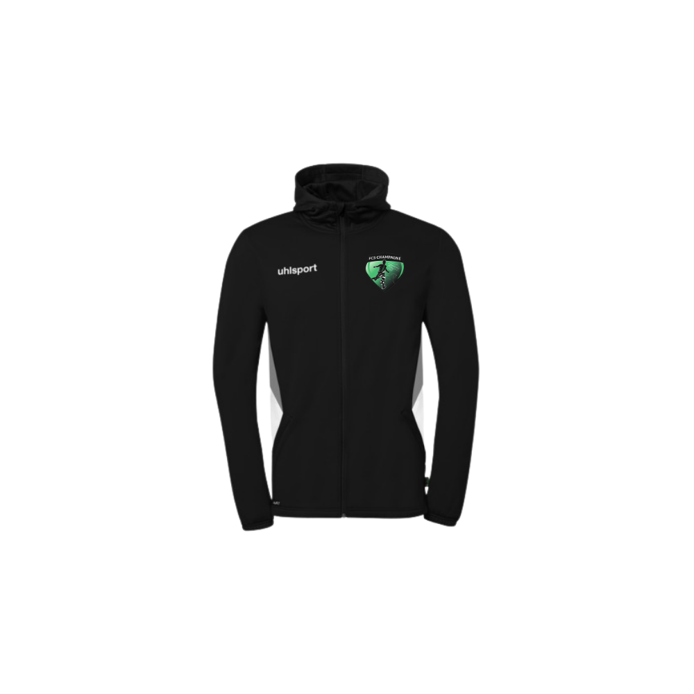 Veste zip à capuche Uhlsport Noir FCS Champagné (Flocage Ecusson)