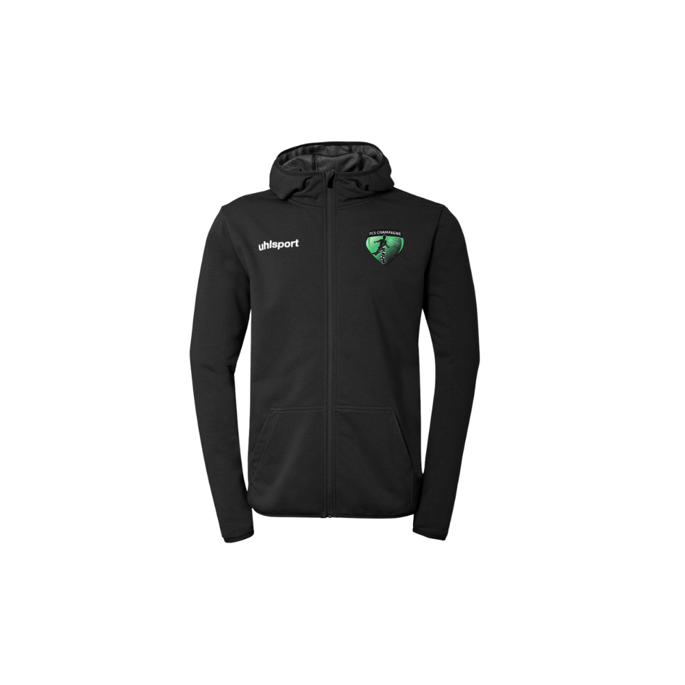 Veste capuche Uhlsport Noir FCS Champagné (Flocage Ecusson)